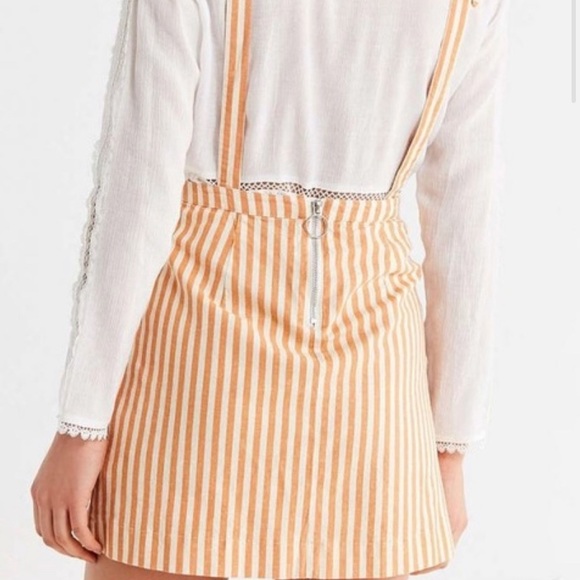 Urban Outfitters Rosie Ruffle Skirtall Overall Orange Stripe, XS - Picture 4 of 15